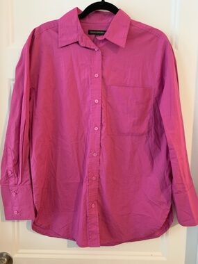 Banana Republic , women's long cotton fushia Button-Up blouse